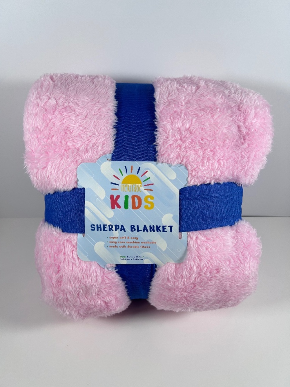 Kids Light Pink Soft Sherpa Blanket/Throw washable *TWIN SIZE* (66in x 86in)-NEW